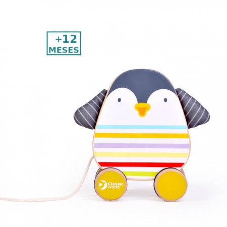 Arrastre Pingüino Classic World +12 meses Juguete madera - para niños