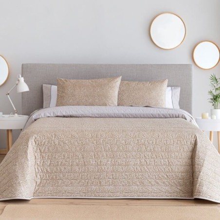 Colcha Bouti Leopard Beige Reversible Percal 100% Algodón