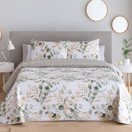 Colcha Bouti Reversible Celin Verde Percal 100% Algodón