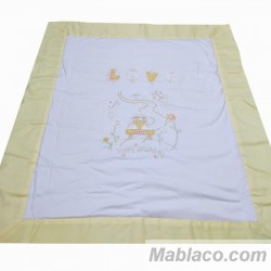 Colcha Bouti Bebé 100% Algodón Amarillo para Minicuna, Carro y Silla Paseo