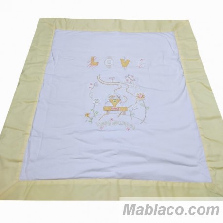 Colcha Bouti Bebé 100% Algodón Amarillo para Minicuna, Carro y Silla Paseo