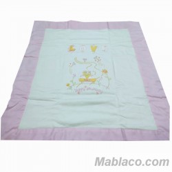 Colcha Bouti Bebé 100% Algodón Rosa para Minicuna, Carro y Silla Paseo