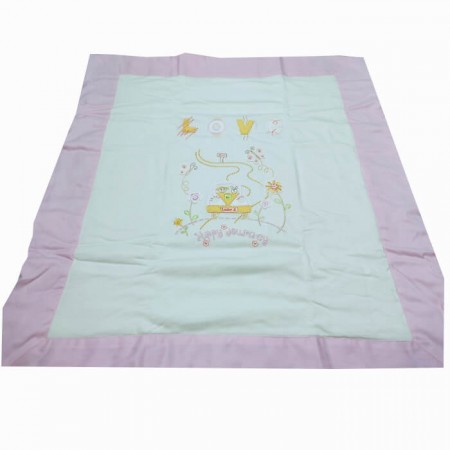 Colcha Bouti Bebé 100% Algodón Rosa para Minicuna, Carro y Silla Paseo Love - relleno de