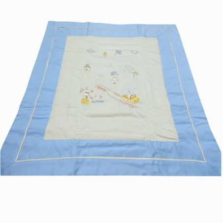 Colcha Bouti Bebé 100% Algodón Coche Celeste para Minicuna, Carro y Silla Paseo