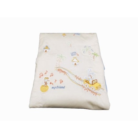 Colcha Bouti Bebé 100% Algodón Coche Celeste para Minicuna, Carro y Silla Paseo