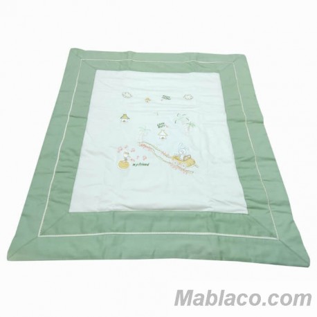 Colcha Bouti Bebé 100% Algodón Coche Verde para Minicuna, Carro y Silla Paseo