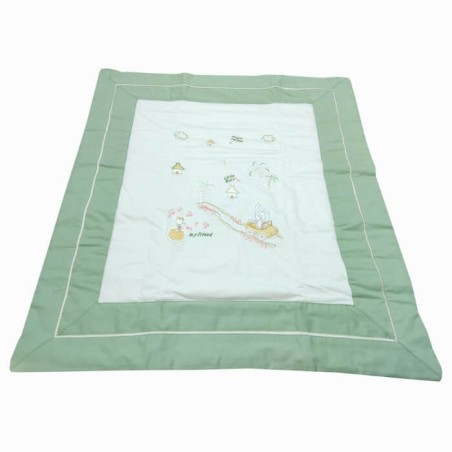 Colcha Bouti Bebé 100% Algodón Coche Verde para Minicuna, Carro y Silla Paseo