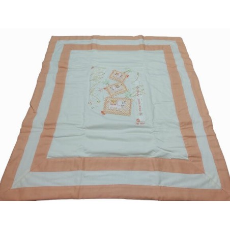 Colcha Bouti Bebé 100% Algodón Elefante Salmón para Minicuna, Carro y Silla Paseo