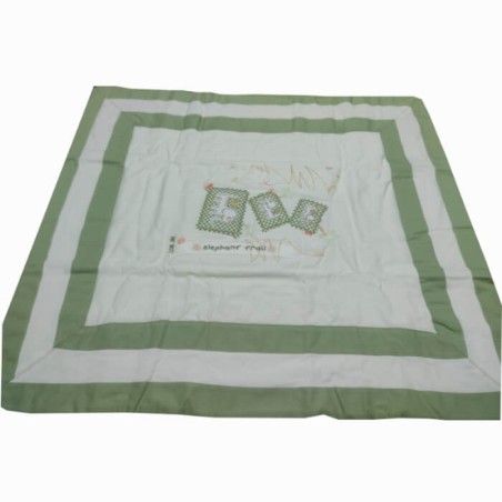 Colcha Bouti Bebé 100% Algodón Elefante Verde para Minicuna, Carro y Silla Paseo