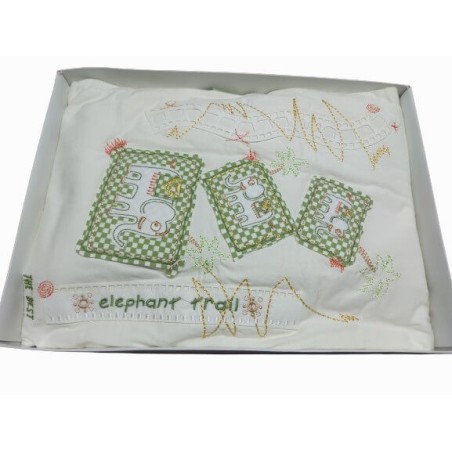 Colcha Bouti Bebé 100% Algodón Elefante Verde para Minicuna, Carro y Silla Paseo