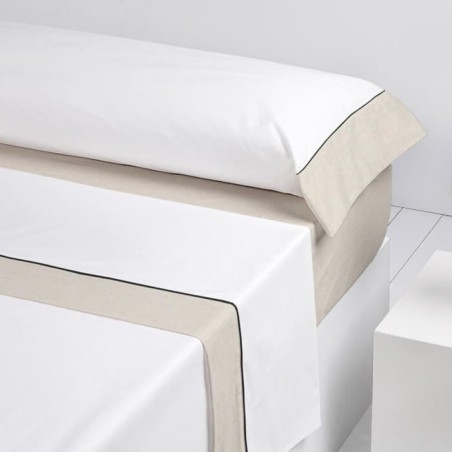 Juego de Sábanas Textura Beige Percal Algodón 200 hilos