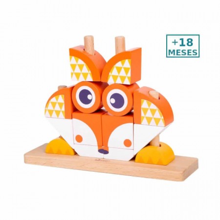 Set de bloques Zorro Classic World +18 meses Juguete madera - animales para niños