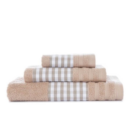 Juego de Toallas Aplique Vichy 3 piezas Beige