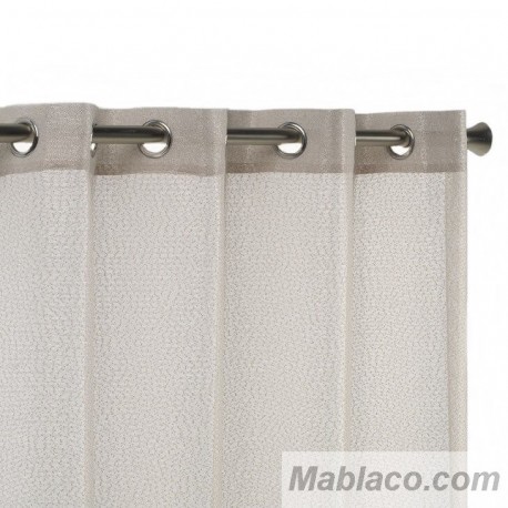 Cortina Visillo Rustico Brillo color Beige con Ollaos