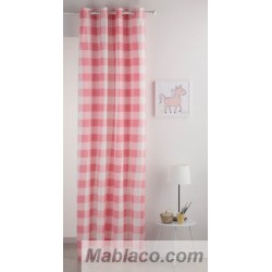 Cortina Vichy Rosa confecionadas con ollaos