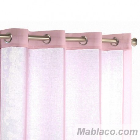 Cortina Visillo Dolly Liso color Rosa con Ollaos