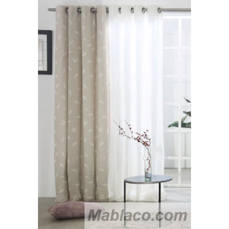 Cortina Jacquard Gillencon Beige confeccionadas con ollaos Reig Marti