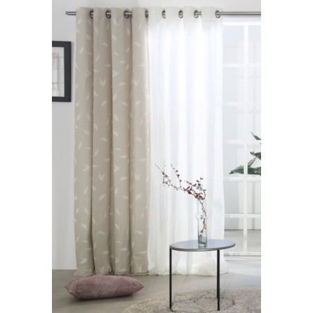 Cortina Jacquard Gillencon Beige confeccionadas con ollaos Reig Marti