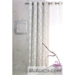 Cortina Jacquard Amienscon Beige confeccionadas con ollaos Reig Marti