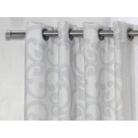 Cortina Jacquard Amienscon Gris confeccionadas con ollaos Reig Marti