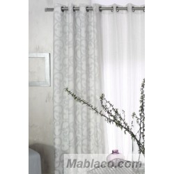 Cortina Jacquard Amienscon Gris confeccionadas con ollaos Reig Marti