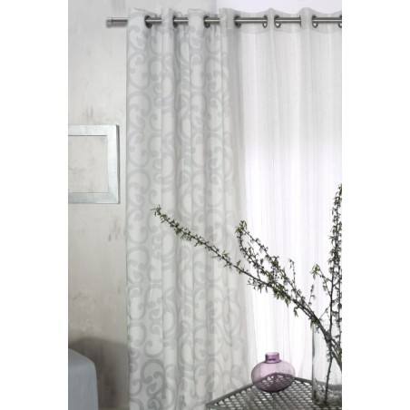 Cortina Jacquard Amienscon Gris confeccionadas con ollaos Reig Marti