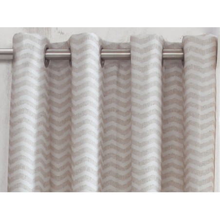 Cortina Jacquard Foldecor Beige confeccionadas con ollaos Reig Marti
