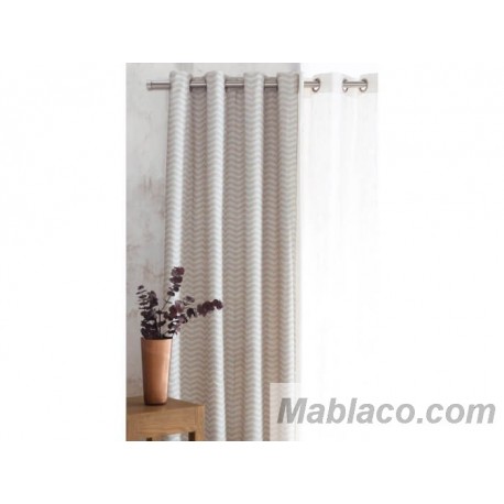 Cortina Jacquard Foldecor Beige confeccionadas con ollaos Reig Marti