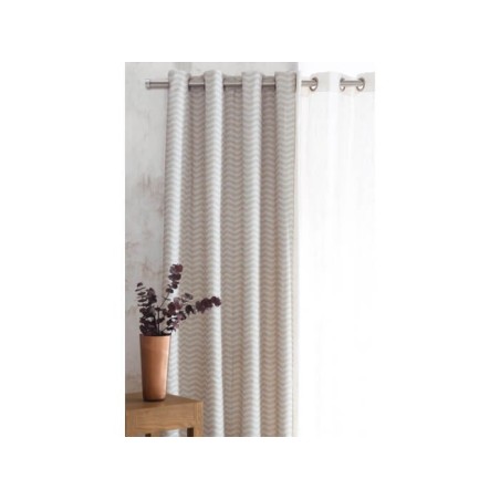 Cortina Jacquard Foldecor Beige confeccionadas con ollaos Reig Marti