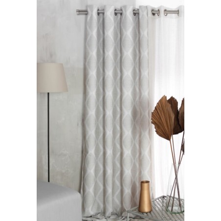 Cortina Jacquard Folder Beige confeccionadas con ollaos Reig Marti