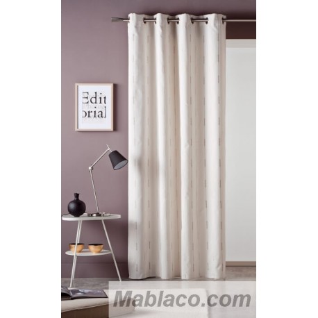 Cortina Jacquard Nat Jayan Beige confeccionadas con ollaos Reig Marti