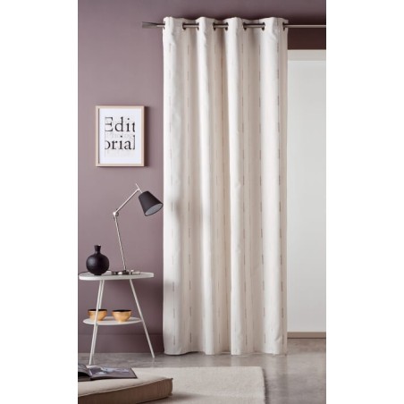 Cortina Jacquard Nat Jayan Beige confeccionadas con ollaos Reig Marti