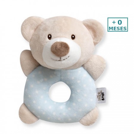 Sonajero Peluche Bebé Osito azul Interbaby - de