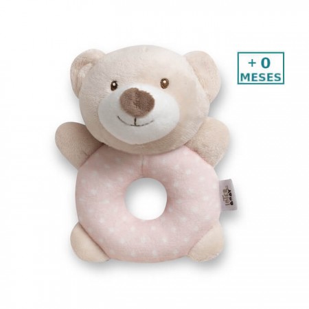 Sonajero Peluche Bebé Osito rosa Interbaby - de