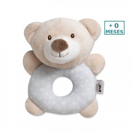 Sonajero Peluche Bebé Osito gris Interbaby - de