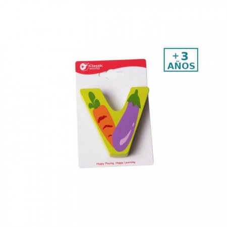 Letra V de Madera infantil +3 años Classic World - letras para niños