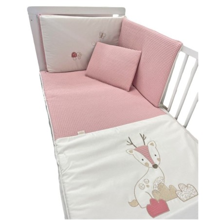 Colcha Edredón Cuna + Chichonera + Cojín Ciervo Maquillaje