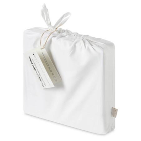 Juego de Sábanas Blancas Percal 500 hilos 100% Algodón Lisa