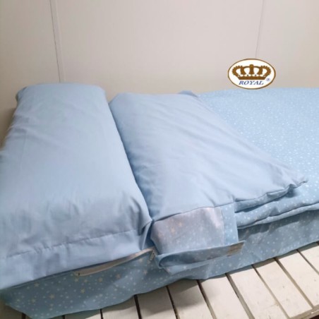 Lateral Saco Nórdico Cuna Bebé Nido Azul Estrellas Royal Con Cremallera