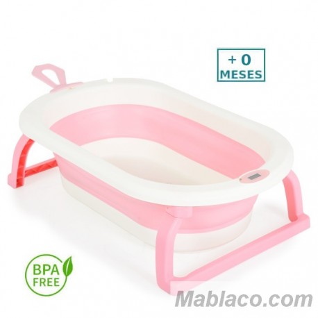 Bañera Plegable Bebé con termómetro Terra rosa