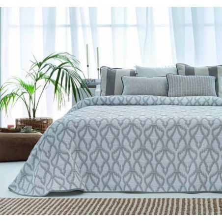 Colcha Jacquard Reversible Zenia Gris