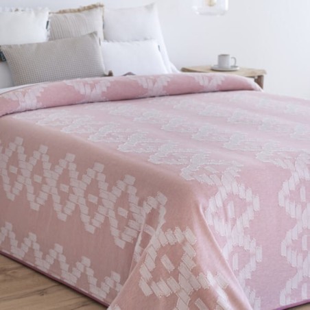 Colcha Jacquard Reversible Vejer Rosa