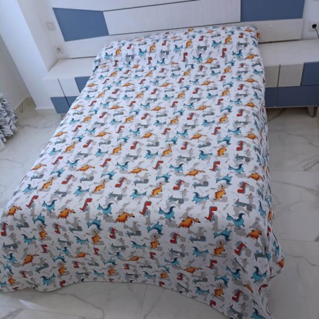 Colcha Verano Loneta Dinosaurious Infantil Royal