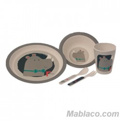 Set Vajilla Infantil Rinoceronte 5pc +6m