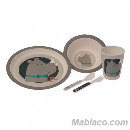 Set Vajilla Infantil Rinoceronte 5pc +6m