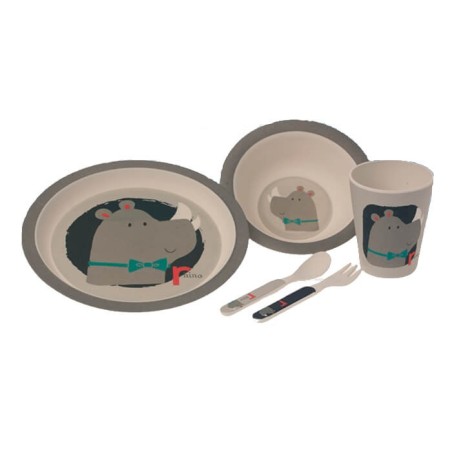 Set Vajilla Infantil Rinoceronte 5pc +6m