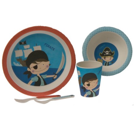 Set Vajilla Infantil Pirata 5pc +6m