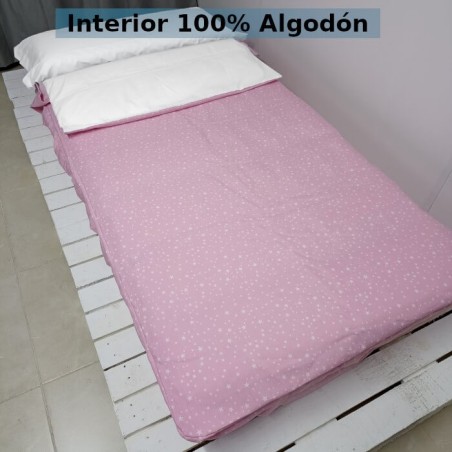 Saco Nórdico Bebé Nido Rosa Estrellas interior 100% Algodón 200 hilos Royal