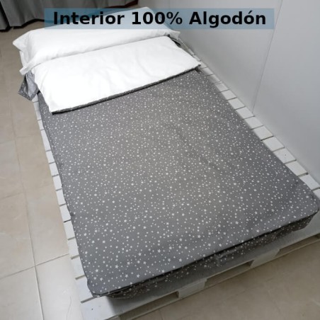  	Saco Nórdico Nido Gris Estrellas interior 100% Algodón 200 hilos Royal