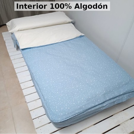 Saco Nórdico Nido Celeste interior 100% Algodón 200 hilos Royal  Con Cremallera Largos Especiales